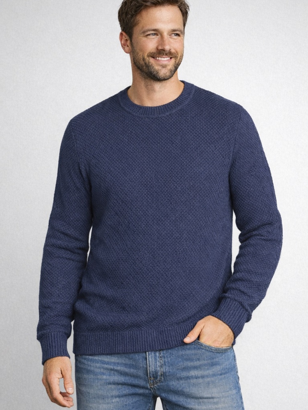 GAP XXL Blue Seed Stitch Sweater NWT Crewneck Textured Knit
